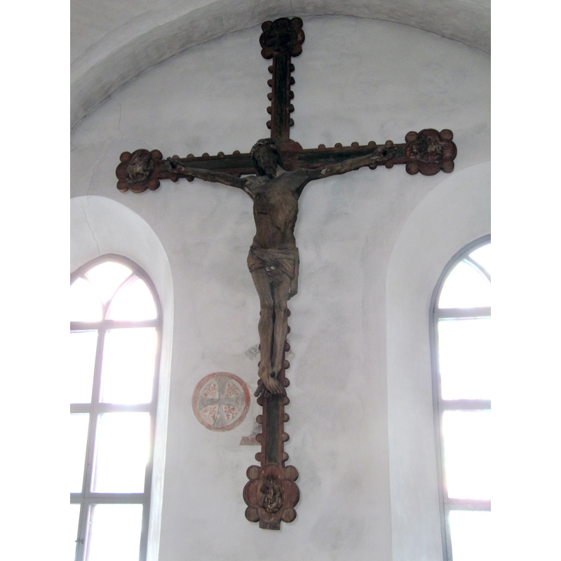 Source caption: "Triumfkrucifix på södra väggen i Jumkils kyrka"