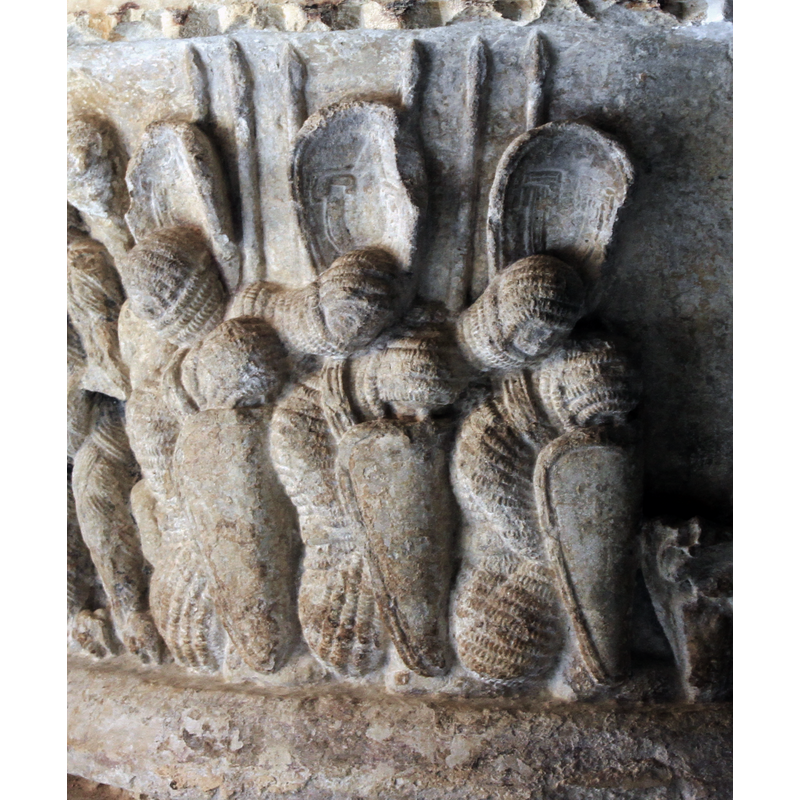 one set of sleeping soldiers at Christ's tomb; this one appears to the left of the censering angel
