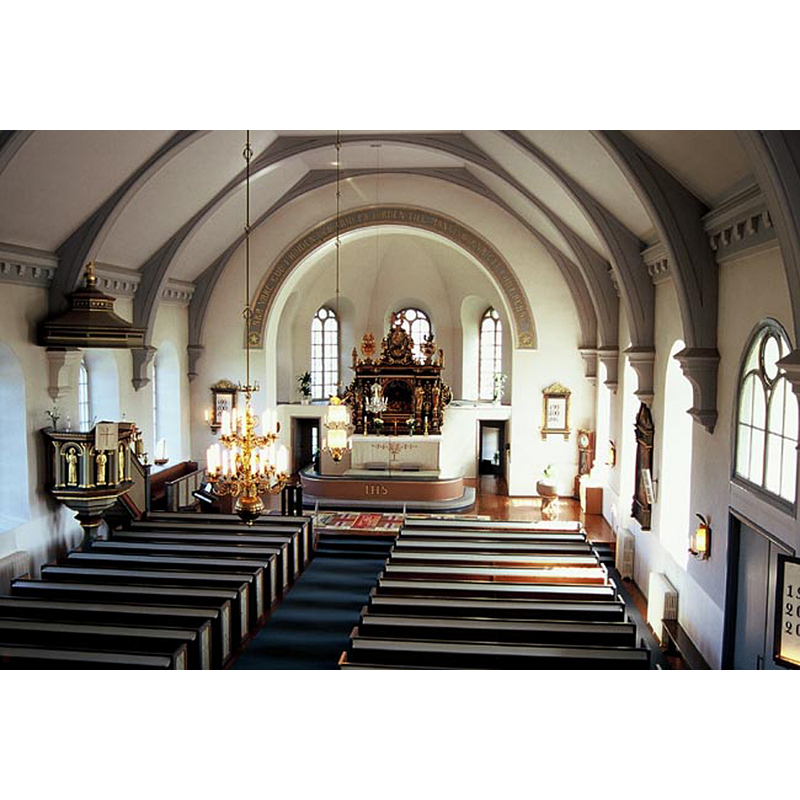 showing the baptismal font in the chancel, right [south] side