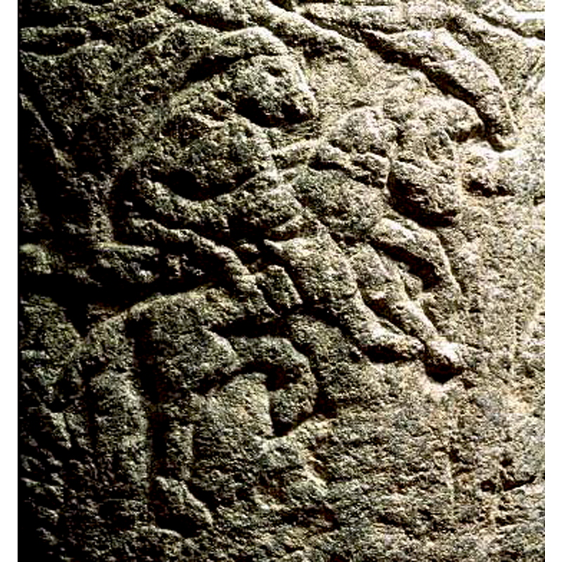 caption in the SHM's Medeltidens bildvärld: "ryttare" [rider]