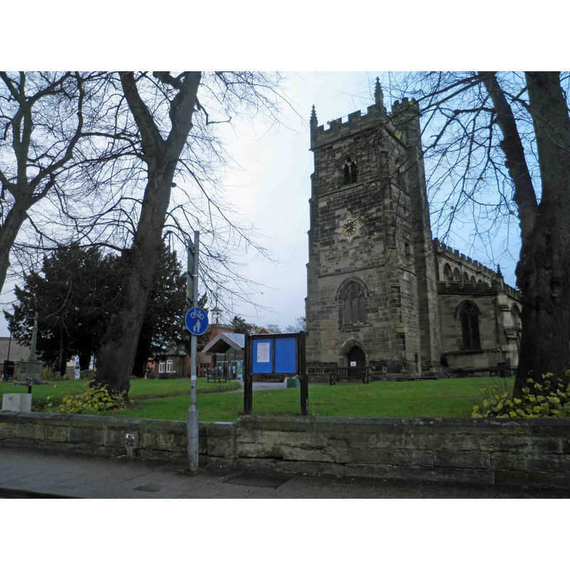 Source caption: "St. Nicholas parish church from Church Street Nuneaton"