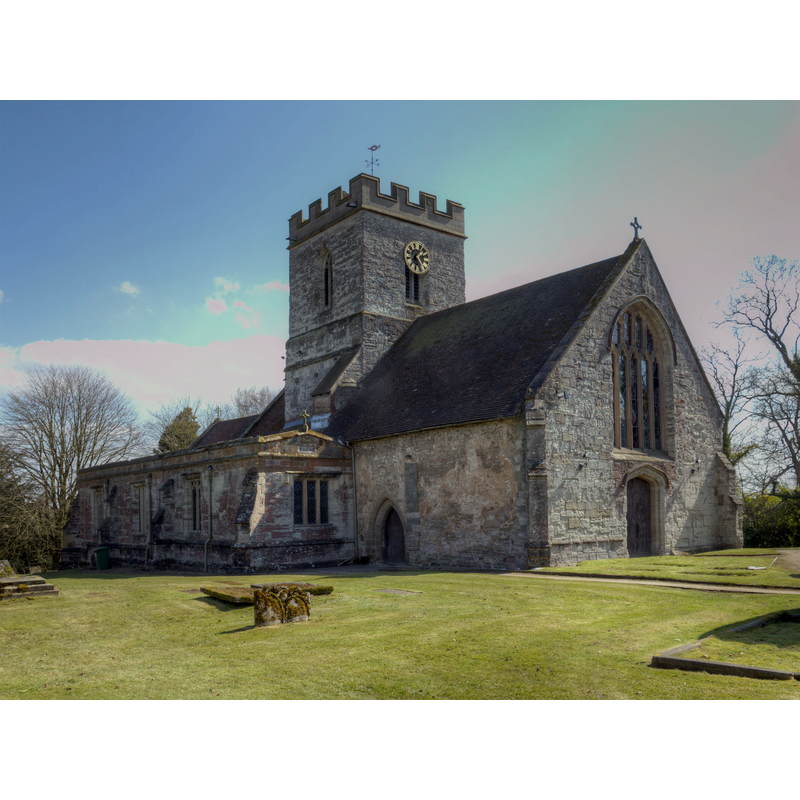 Source caption: "St Laurence's Church, Rowington. The north side of the church."