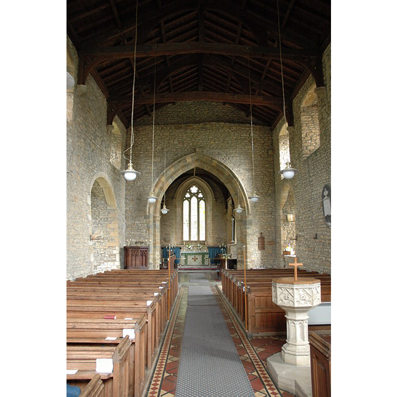 the modern font and cover in the foreground, right [south] side