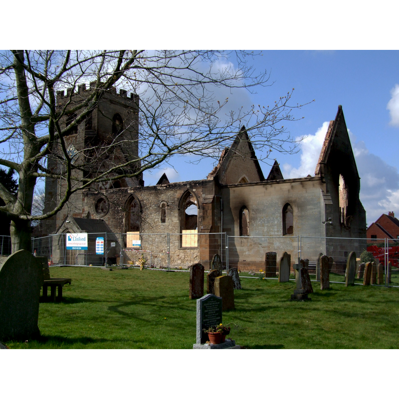 the church of St. Nicholas approximately a year after the 2008 arson fire