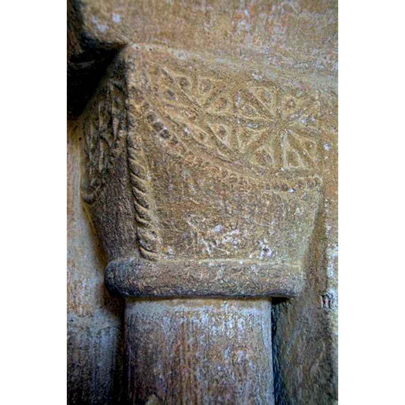 a capital on the interior side of the south doorway