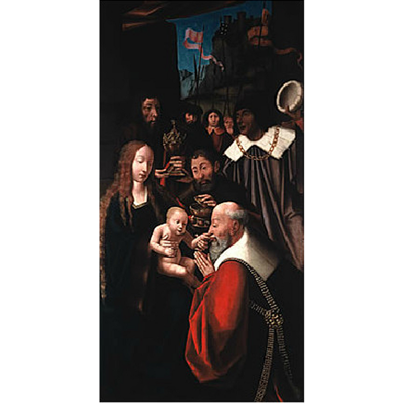 from the source caption of this image: right panel of the "Tríptico da Capela dos Reis Magos da Igreja da Ribeira Brava [...] between 1510 and 1515 [...] 	Attributed to Master of the Morrison Triptych (fl. circa 1500)"