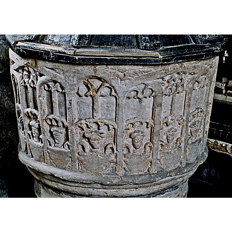 12th-century font re-carved in the 16th century [cf. FontNotes]