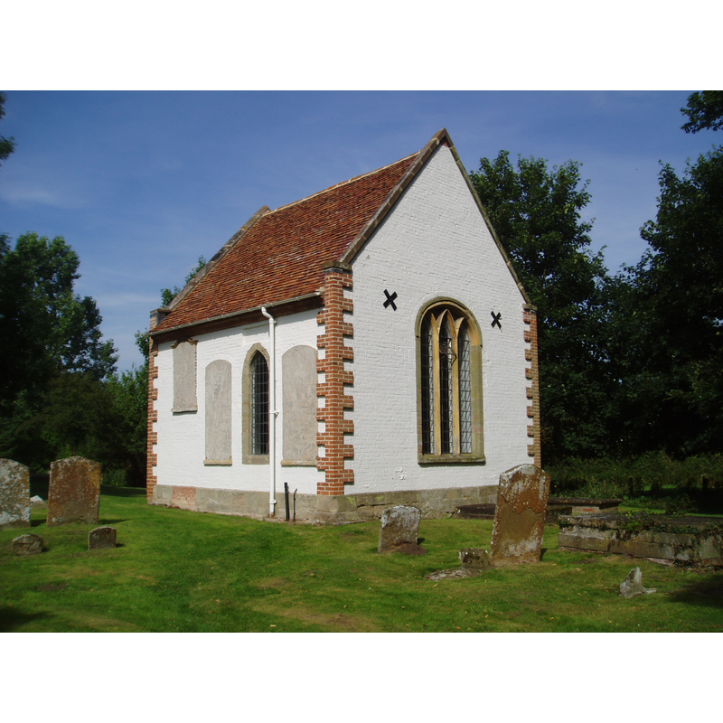 Source caption: "All that survives of Alveston's ancient parish church is the chancel, itself an 18th cenury rebuilding in rendered brick, which has stood alone picturesquely since the new church at the other end of the village replaced it in 1839.[...] It is now in the care of the Churches Conservation Trust"
