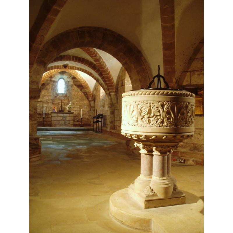 the 19th-century font in the crypt [cf. Font notes]