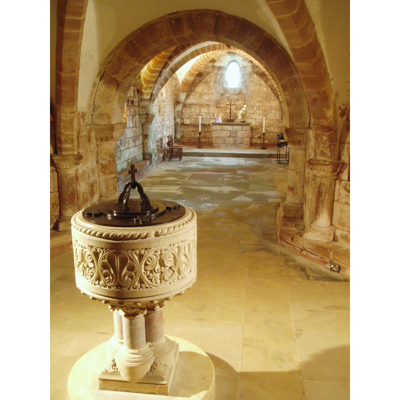 the 19th-century font in the crypt [cf. Font notes]