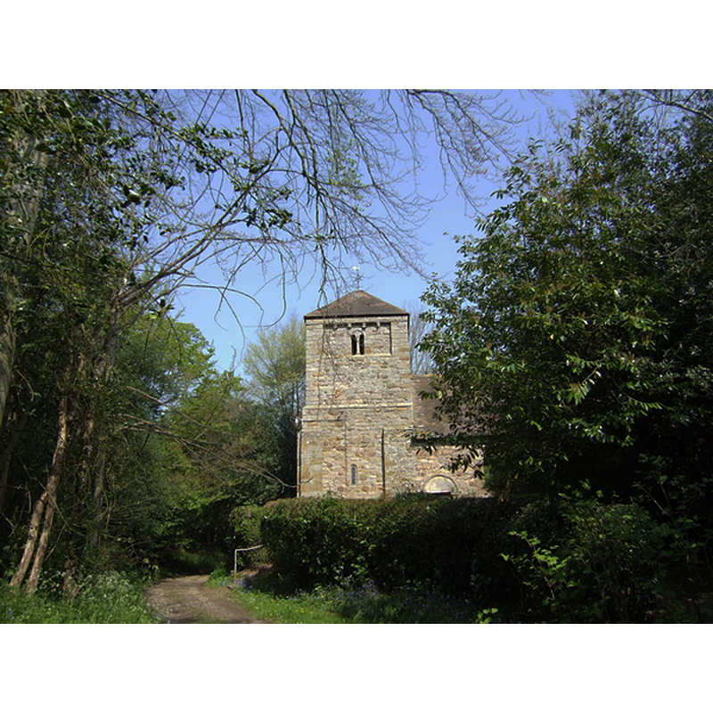 Source caption: "St Leonard's Church. Situated up a narrow unmade lane the ancient church is surrounded by bluebell woods."
