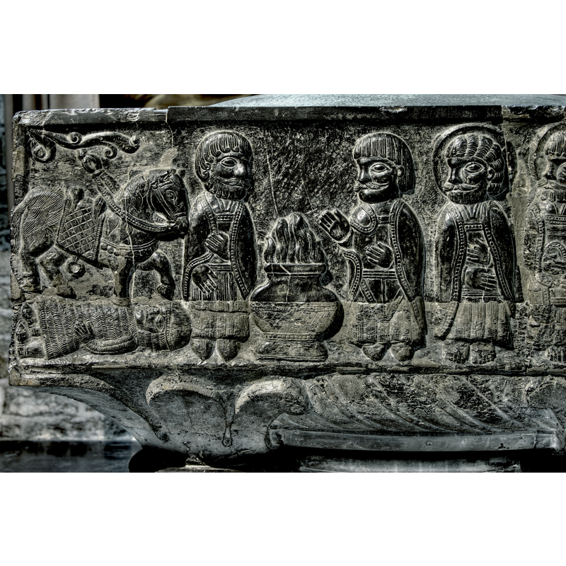 at the left end of the panel: Saul and the horse