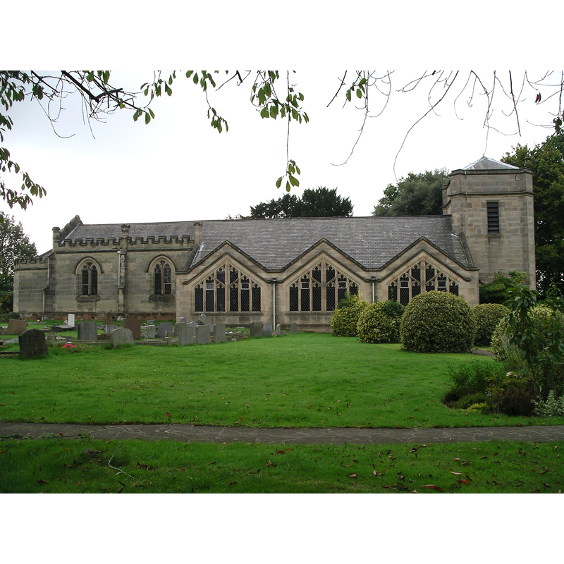the new church -- Source Caption: "St James Church , Styvechale, Coventry. Photo taken from the grounds of the church showing the north side of the church. An alternative spelling is Stivicall."