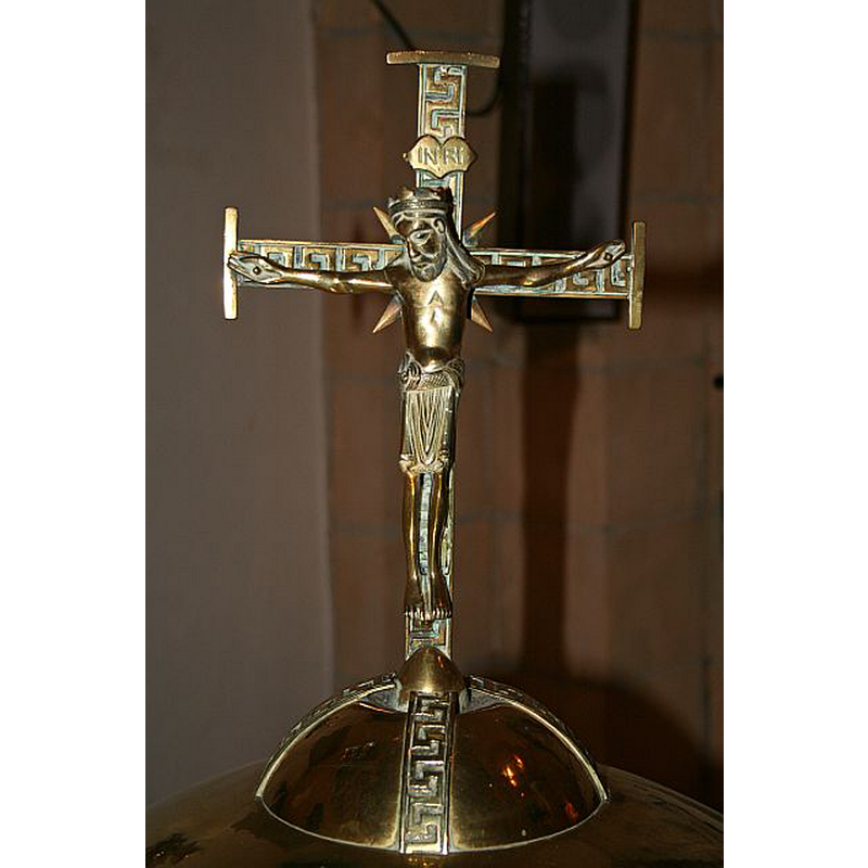 the beautiful Crucifixion finial of the font cover