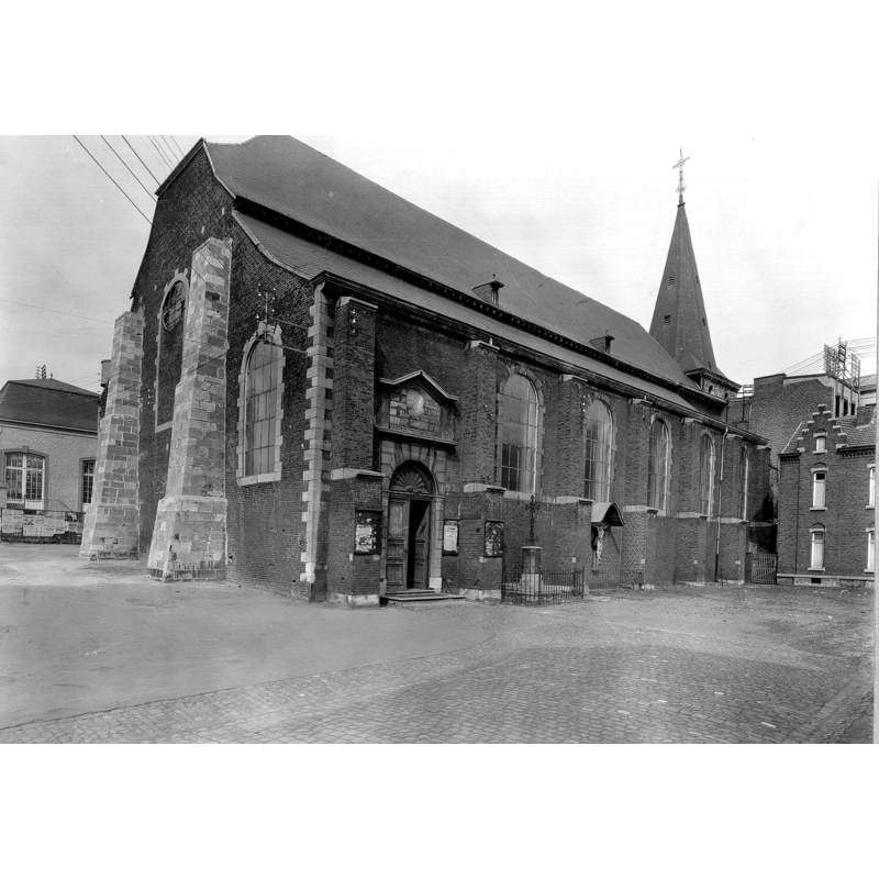 Source caption: "Vue gén. S.-O." [NB: if the the orientation is correct the 15thC tower is at the east end -- more likely that this is a northeast view of the church]