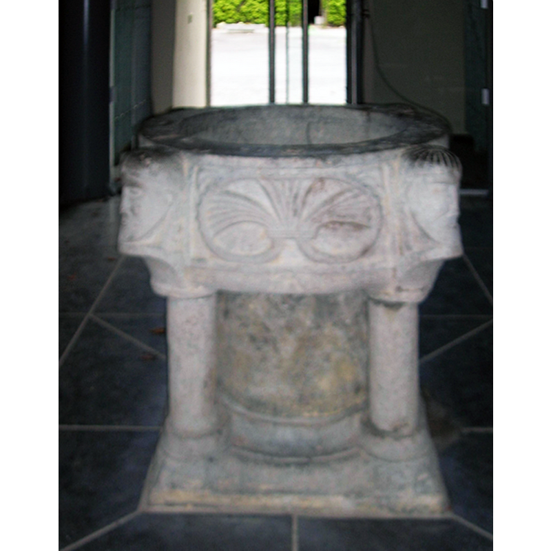 on one of the sides of the basin