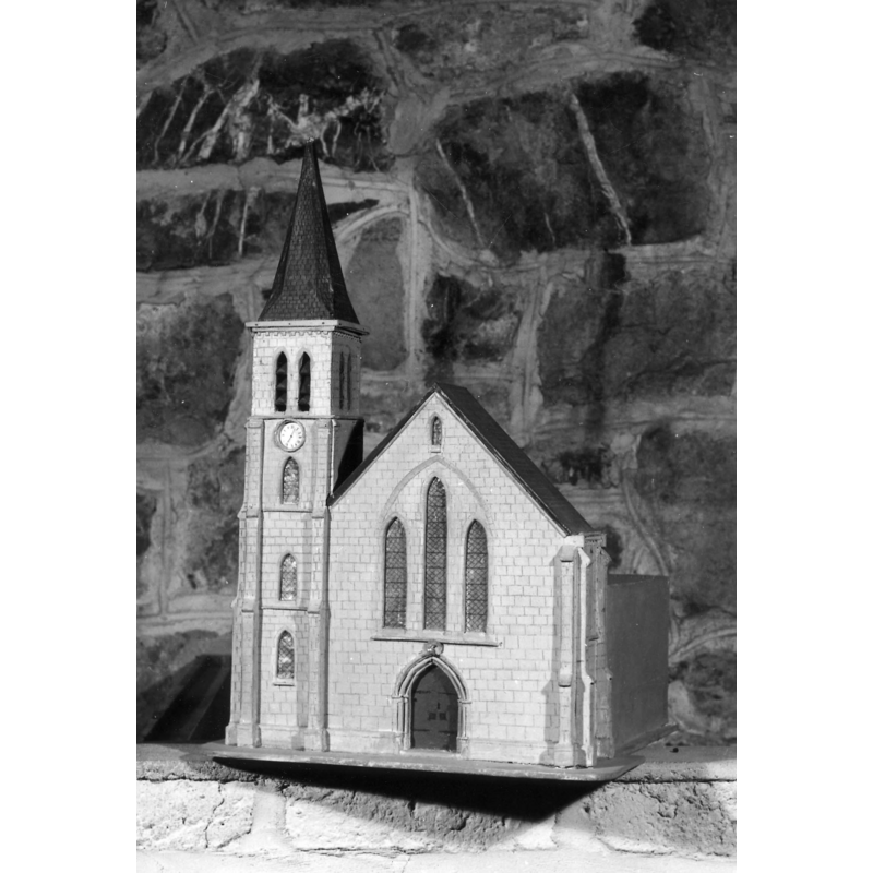 painted wood maquette of the late-19thC church here, showing the building destroyed in the 1961 fire