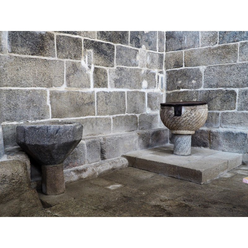 the two fonts (?) in the area designated as baptistery