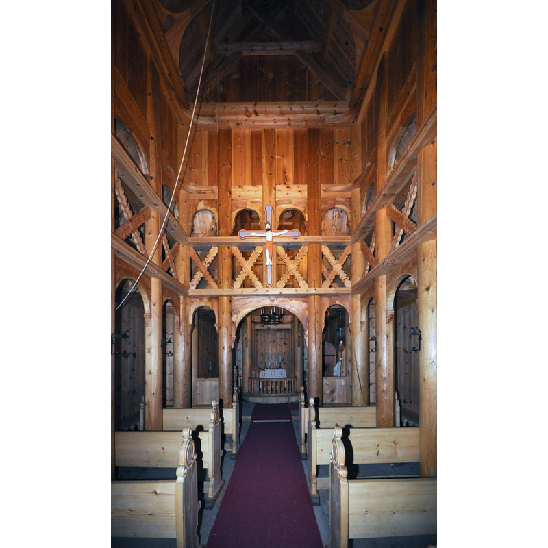 in the church at Fantoft re-built after the 1992 arson fire