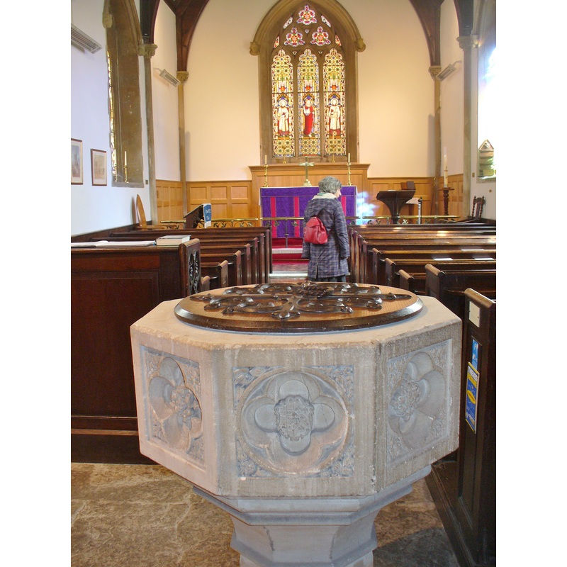 the modern font in the foreground