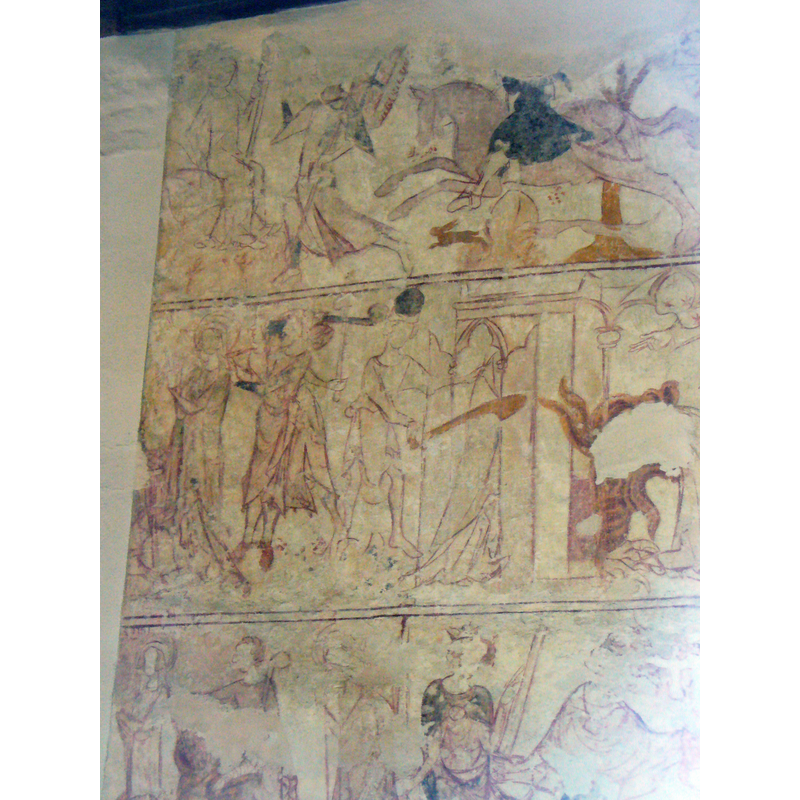 wall paintings believed to be ca.1300; the story of St. Margaret and St. Nicholas?