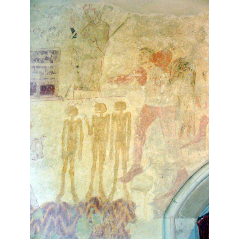 wall paintings believed to be ca.1300; the story of St. Margaret and St. Nicholas?