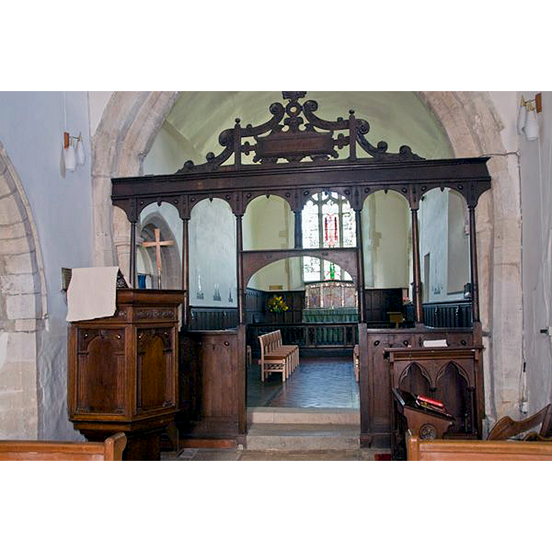 Source caption: "The chancel screen is said to have been a gift to Longworth church by Archbishop Laud, perhaps when he was chancellor of Oxford University from 1629-1633."

FONT digital photograph taken by David Ross in Britain Express [www.britainexpress.com/counties/oxfordshire/churches/longworth.htm] [accessed 4 June 2015]