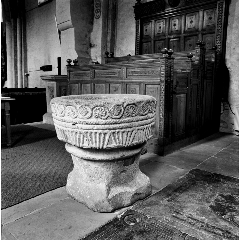 in the chancel; the choir stalls in the background