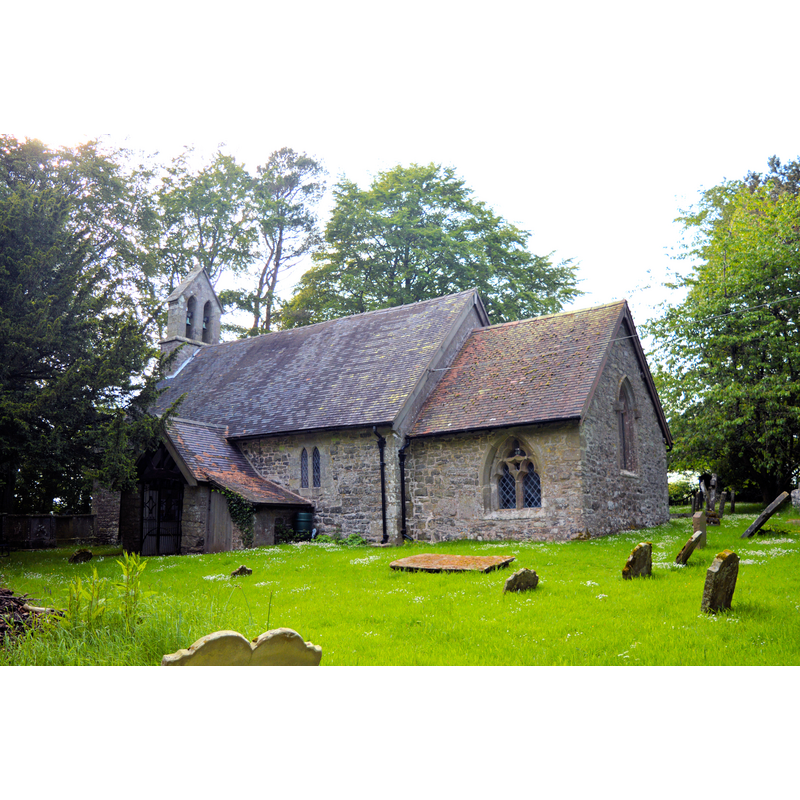 Source caption: "St Margaret, Abdon. The church remains but the village has gone, although humps and bumps nearby indicate the site."