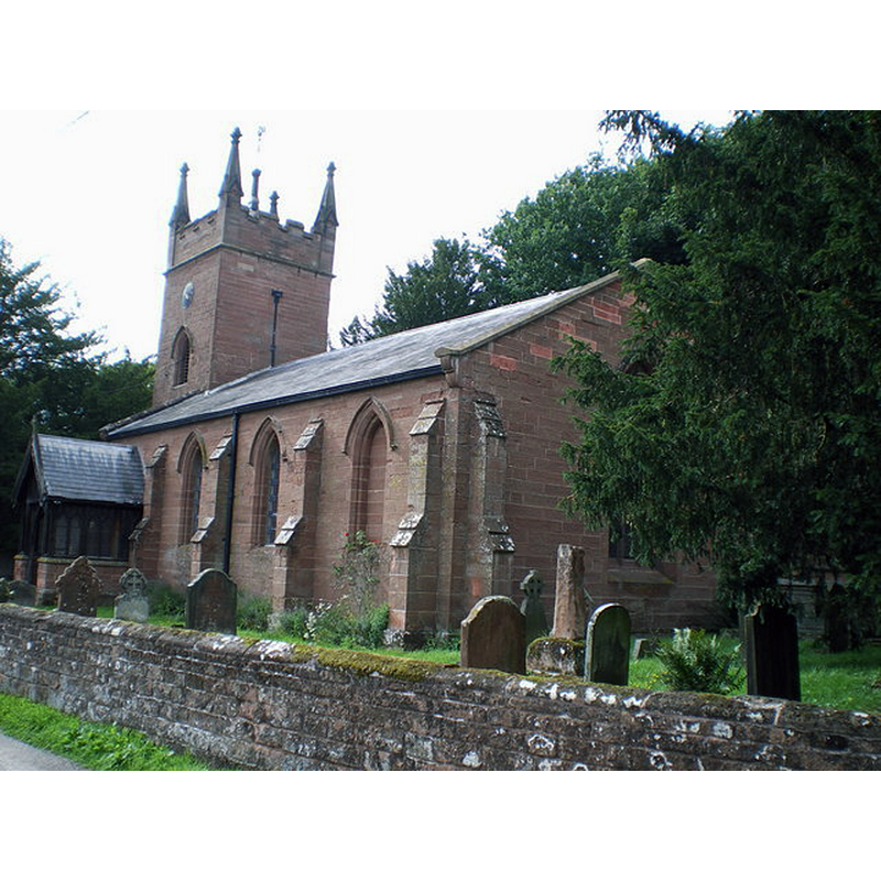 Source caption: "The Parish Church of St Giles, Badger. As with many of the large buildings in the area, this small church is built of the local sandstone."