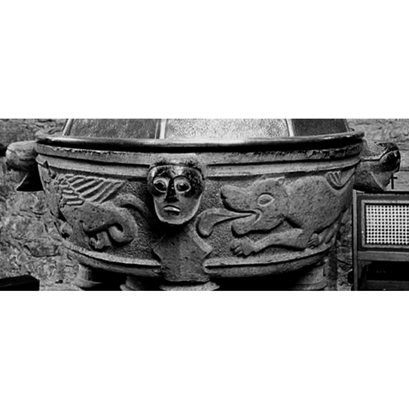 on two sides of the basin; each different from the other