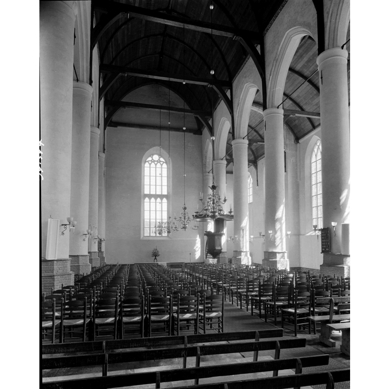 the nave fully restored; April 1963; the font has been moved to the foot of the pulpit, a common location in this area