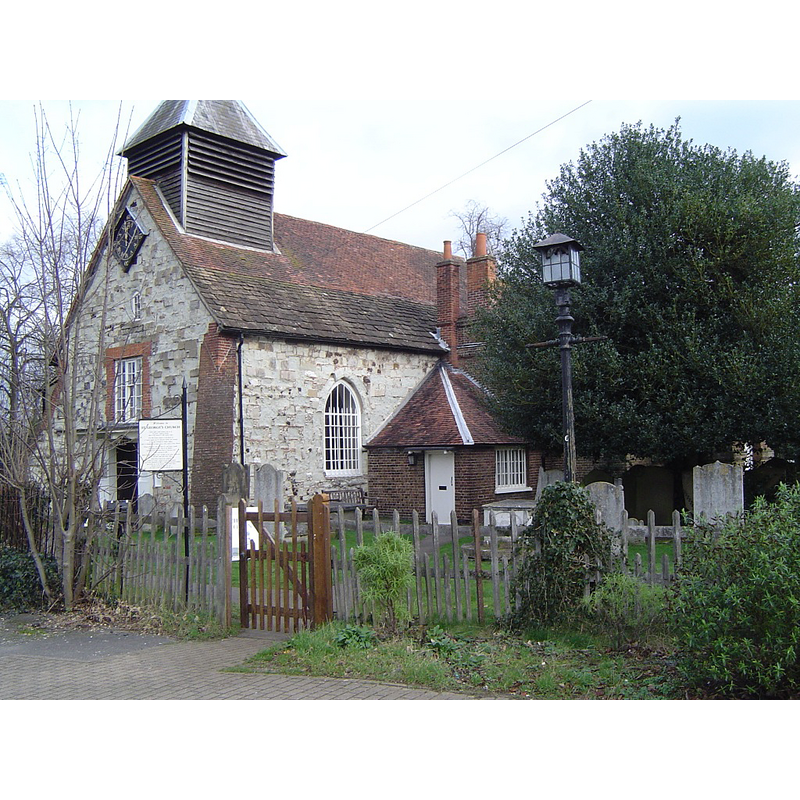 Source caption: "Esher Church. Historic parish church which still has some Norman stonework. It contains some royal memorials - royalty once lived at nearby Claremont."
