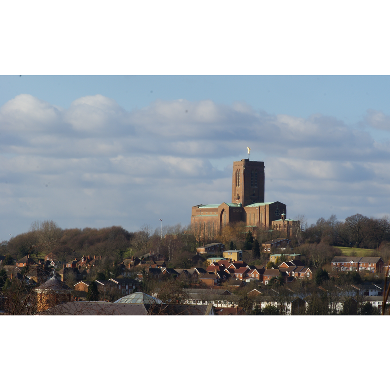 Source caption: "View From Guildford Castle Photograph taken from the viewpoint, in front of Guildford Castle Keep, in the direction of Guildford Cathedral."