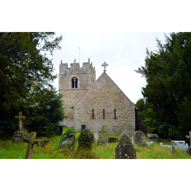 Source caption: "St Edith, Eaton under Heywood. The East end, showing early origins."