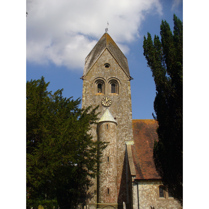 the re-built church in neo-Norman style