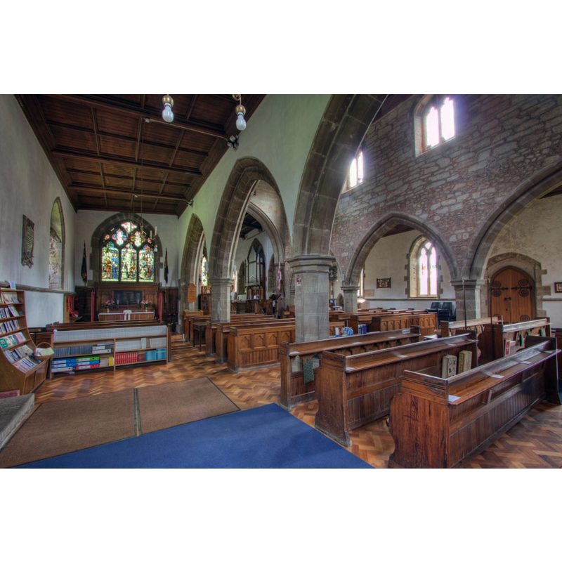 the view cuts across the nave and the two aisles