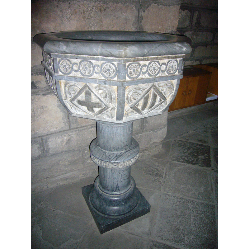 one of the modern stoups in the church