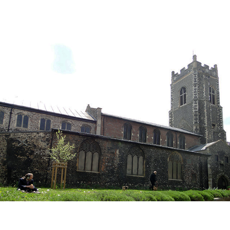 Source caption: "Norwich St George, Tombland. Tombland was a district of Norwich near the Cathedral and the Benedictine monastery which once stood here. The church was once named St George's at the Gates of The Holy Trinity."