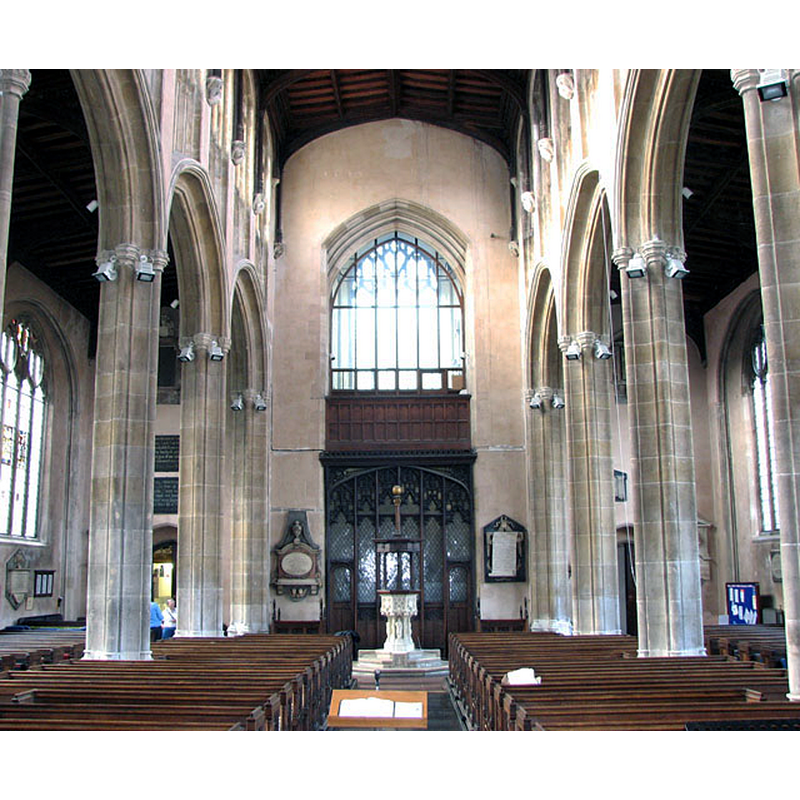 the Victorian font and cover in view towards the west end