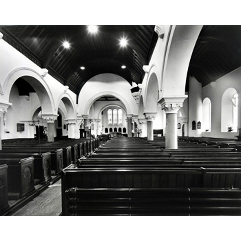the new church -- Source caption: "Saint Cuthbert's Bedford interior looking east in 1974 [Z50/10/11]"