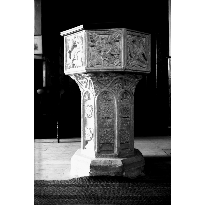 Source caption: "Carved with Emblems of the Passion, the Evangelists etc."