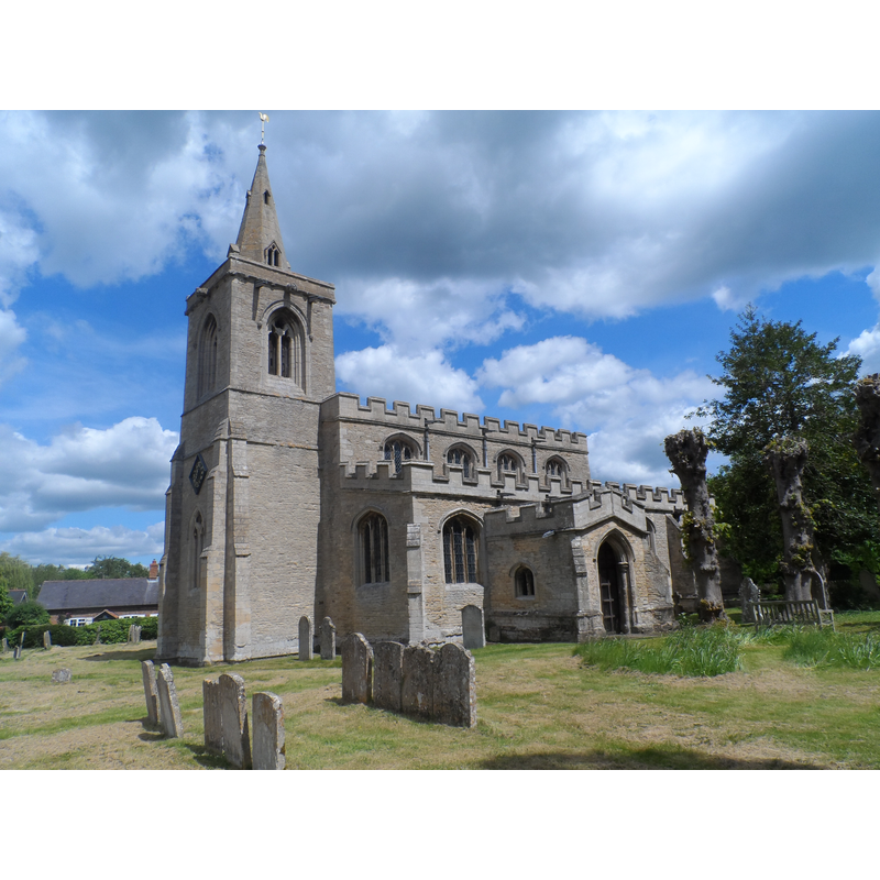 Source caption: "All Saints' church, Upper Dean. The oldest part of the church is the C13 chancel arch. Most of the rest of the church is C14."