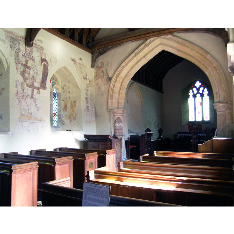 showing some of the mural paintings on the north wall