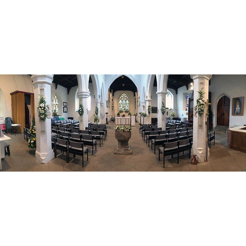 with the restored font in the centre of the aisle