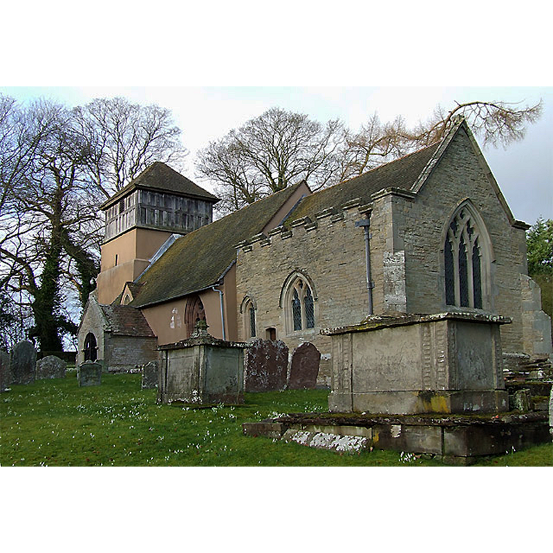 Source caption: "The Church of St James at Shipton, Shropshire. The foundations of this beautiful small Parish Church date back to Saxon times with Norman additions. The chancel was "rebuilded from the grounde" in 1589 by John Lutwyche - son of Richard who built the nearby Shipton Hall. The churchyard is well maintained; snowdrops are at present adding a delicate touch to a very picturesque and "evocative" site."