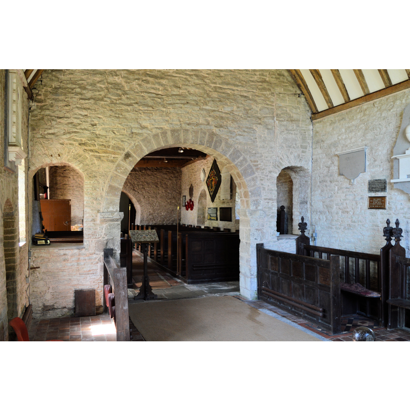 Source caption: "St James, Shipton. The interior, looking West from the altar steps."