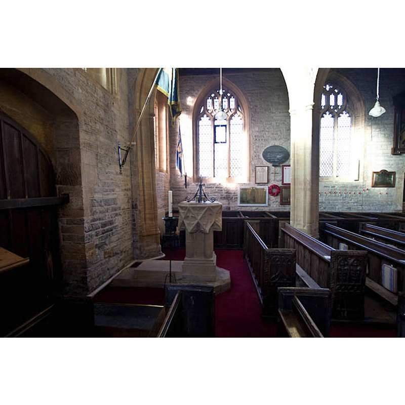 the font and cover in the context of the west end of the nave