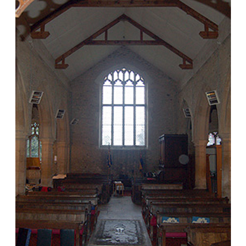 Source caption: "The surviving nave dates from the 15th century, though there must have been one here earlier. It has arcades and aisles on both sides. Both aisles date from the 15th century."