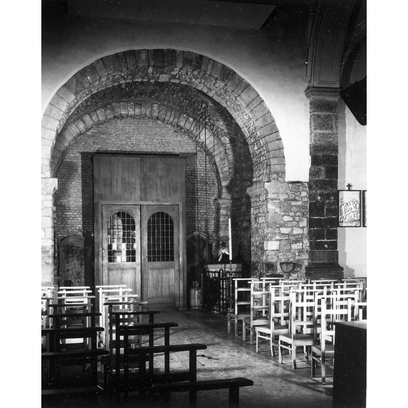 the font and cover in 1968, by the side of a Romanesque round arch dated in BALaT KIK-IRPA to the 11thC [cf. FontNotes]